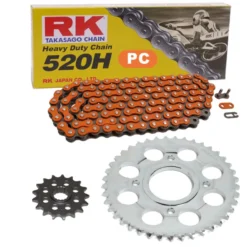 Kettensatz Geeignet Für Honda CB 200 Disc 74-76 Kette RK PC 520 H 94 Offen ORANGE 15/35