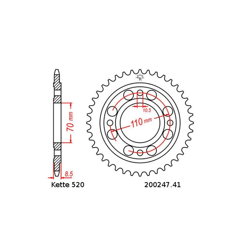 Kettensatz Geeignet Für Honda CB 250 N Euro 81-83 Kette RK FB 520 H 102 Offen BLAU 15/41 - Image 3