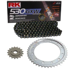 Kettensatz Geeignet Für Honda CBR 1000 F 89-95 Kette RK BL 530 GXW 114 SCHWARZ Offen 17/42