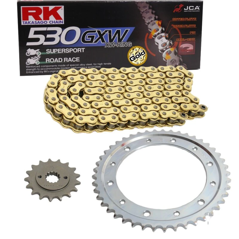 Kettensatz Geeignet Für Honda CBR 1000 F 96-99 Kette RK GB 530 GXW 114 Offen GOLD 17/41