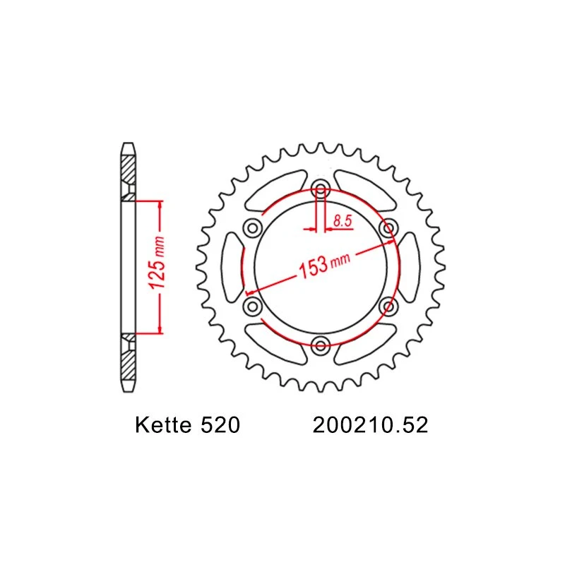 Kettensatz Geeignet Für Honda CR 125 R 2003 Kette RK GB 520 MXU 116 Offen GOLD 13/52 - Image 3