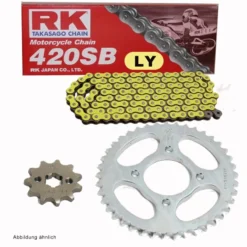 Kettensatz Geeignet Für Honda CR 80 R 85-95 Kette RK LY 420 SB 114 Offen GELB 15/49