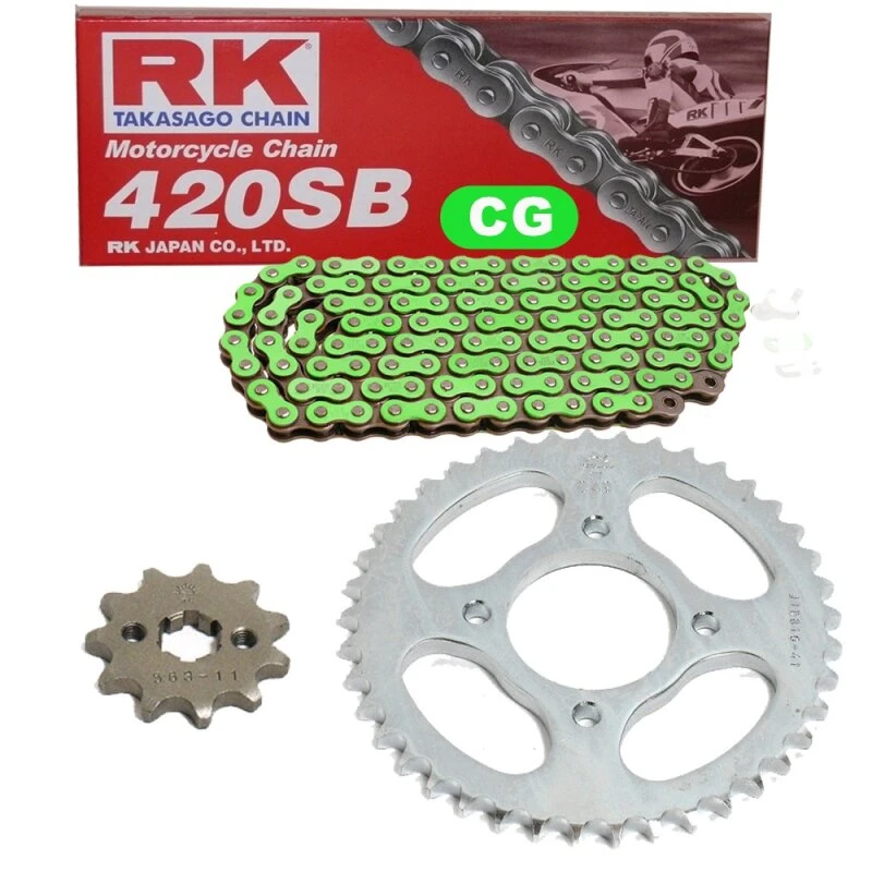 Kettensatz Geeignet Für Honda CR 80 R2 Expert 96-02 Kette RK CG 420 SB 126 Offen GRÜN 15/55