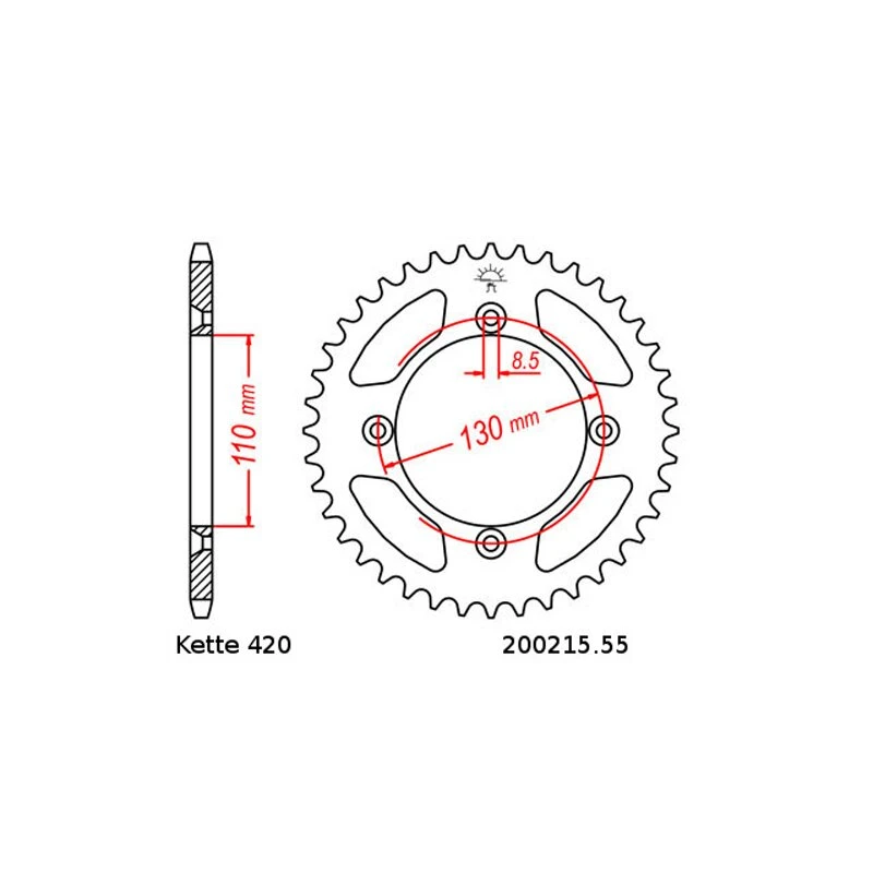 Kettensatz Geeignet Für Honda CR 80 R2 Expert 96-02 Kette RK FR 420 SB 126 Offen ROT 15/55 - Image 3