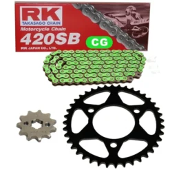 Kettensatz Geeignet Für Honda MTX 50 S 1984 Kette RK CG 420 SB 120 Offen GRÜN 14/47