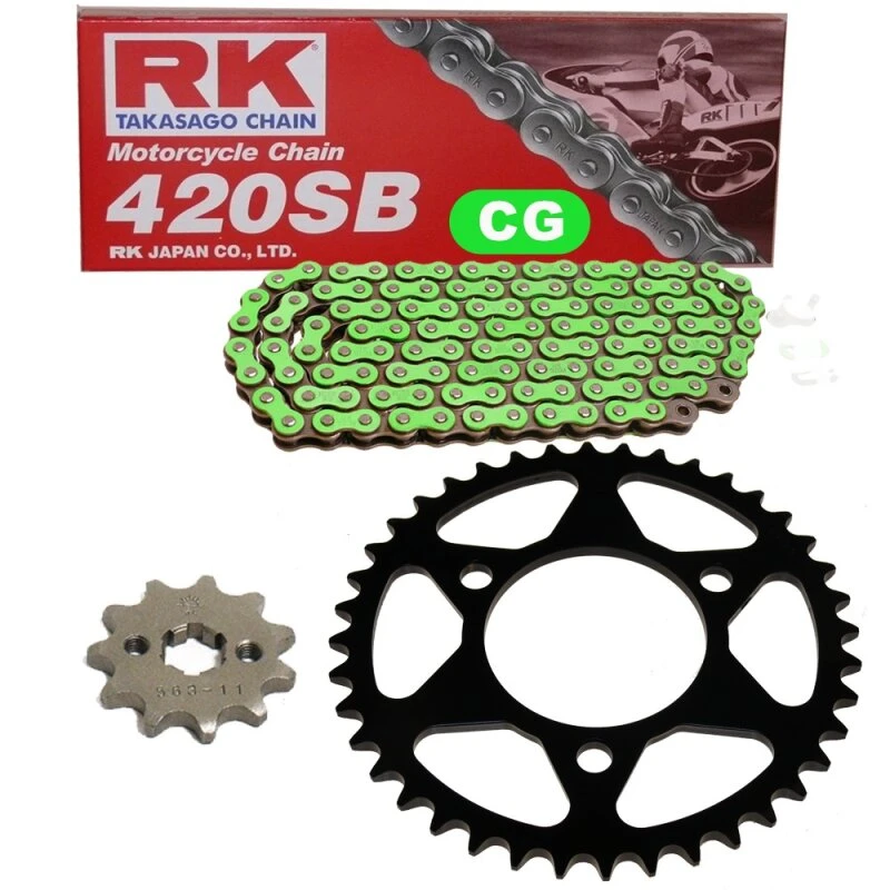 Kettensatz Geeignet Für Honda MTX 80 C 82-84 Kette RK CG 420 SB 120 Offen GRÜN 15/42