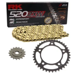 Kettensatz Geeignet Für Honda VTR 1000 SP1 00-01 CONVERSION Kette RK GB 520 ZXW 104 GOLD Offen 16/40