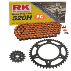 Kettensatz Geeignet Für Honda XL 250 K 75-78 Kette RK PC 520 H 100 Offen ORANGE 15/45