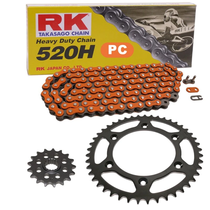 Kettensatz Geeignet Für Honda XL 250 K 75-78 Kette RK PC 520 H 100 Offen ORANGE 15/45
