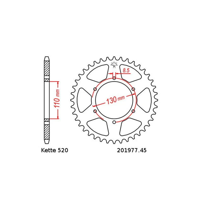 Kettensatz Geeignet Für Honda XL 250 K 75-78 Kette RK PC 520 H 100 Offen ORANGE 15/45 - Image 3