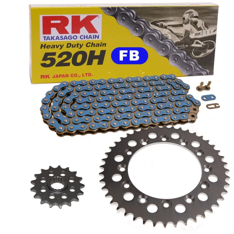 Kettensatz Geeignet Für Honda XL 250 R 82-83 Kette RK FB 520 H 102 Offen BLAU 14/44