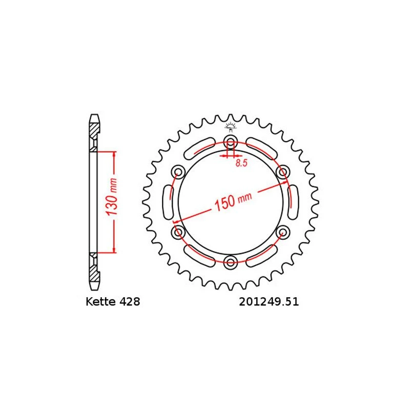 Kettensatz Geeignet Für Honda XLR 125 98-02 Kette RK FB 428 HSB 130 Offen BLAU 17/51 - Image 3