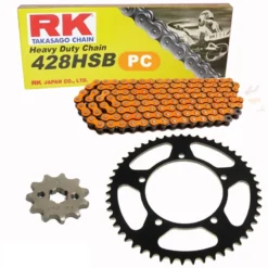 Kettensatz Geeignet Für Honda XR 125 L 03-07 Kette RK PC 428 HSB 132 Offen ORANGE 17/54