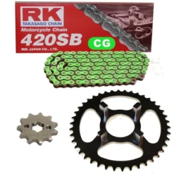 Kettensatz Geeignet Für Honda ZB 50 Monkey 88-91 Kette RK CG 420 SB 102 Offen GRÜN 14/40