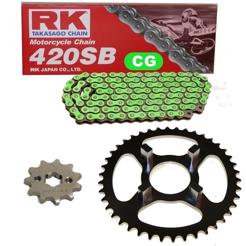 Kettensatz Geeignet Für Honda ZB 50 Monkey 88-91 Kette RK CG 420 SB 102 Offen GRÜN 14/40
